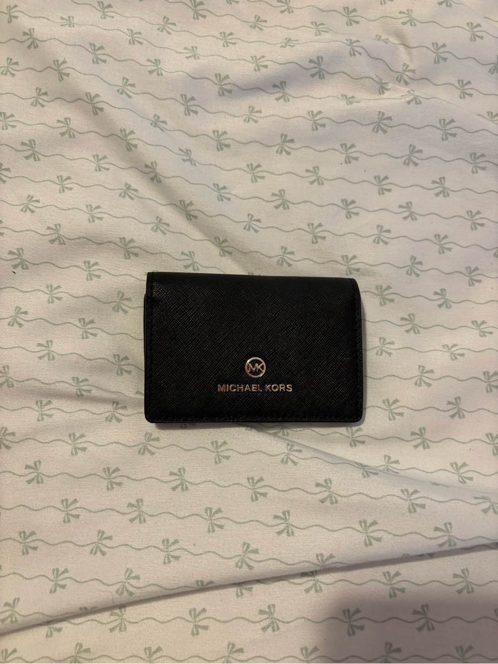 Michael Kors Black Card & Key Holder with Gold MK Accent